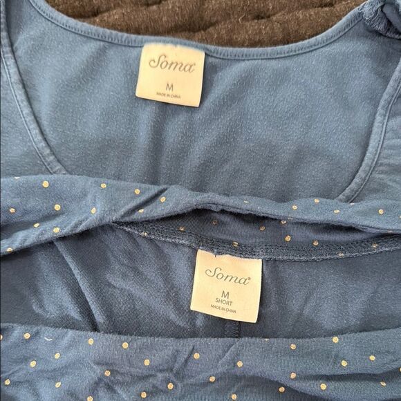 Soma Blue and Gold Polka Dot Pajama Cropped Pajama Set - Picture 6 of 6